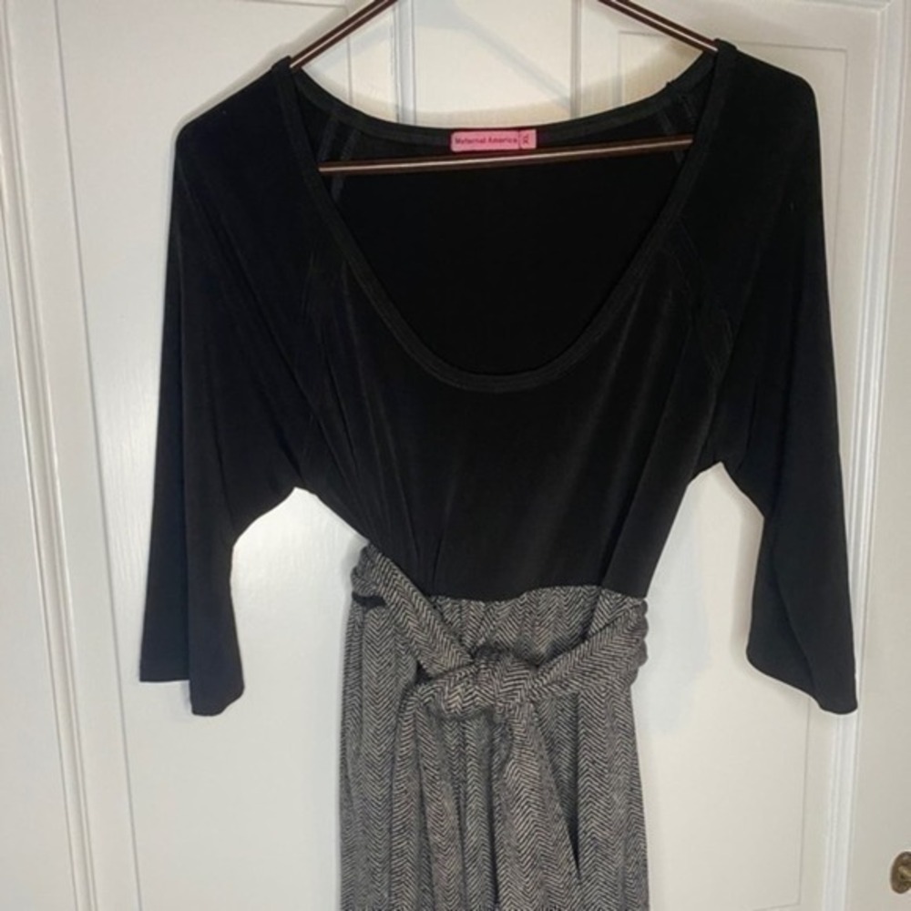 Maternal America Black Gray Midi Maternity Dress Extra Large